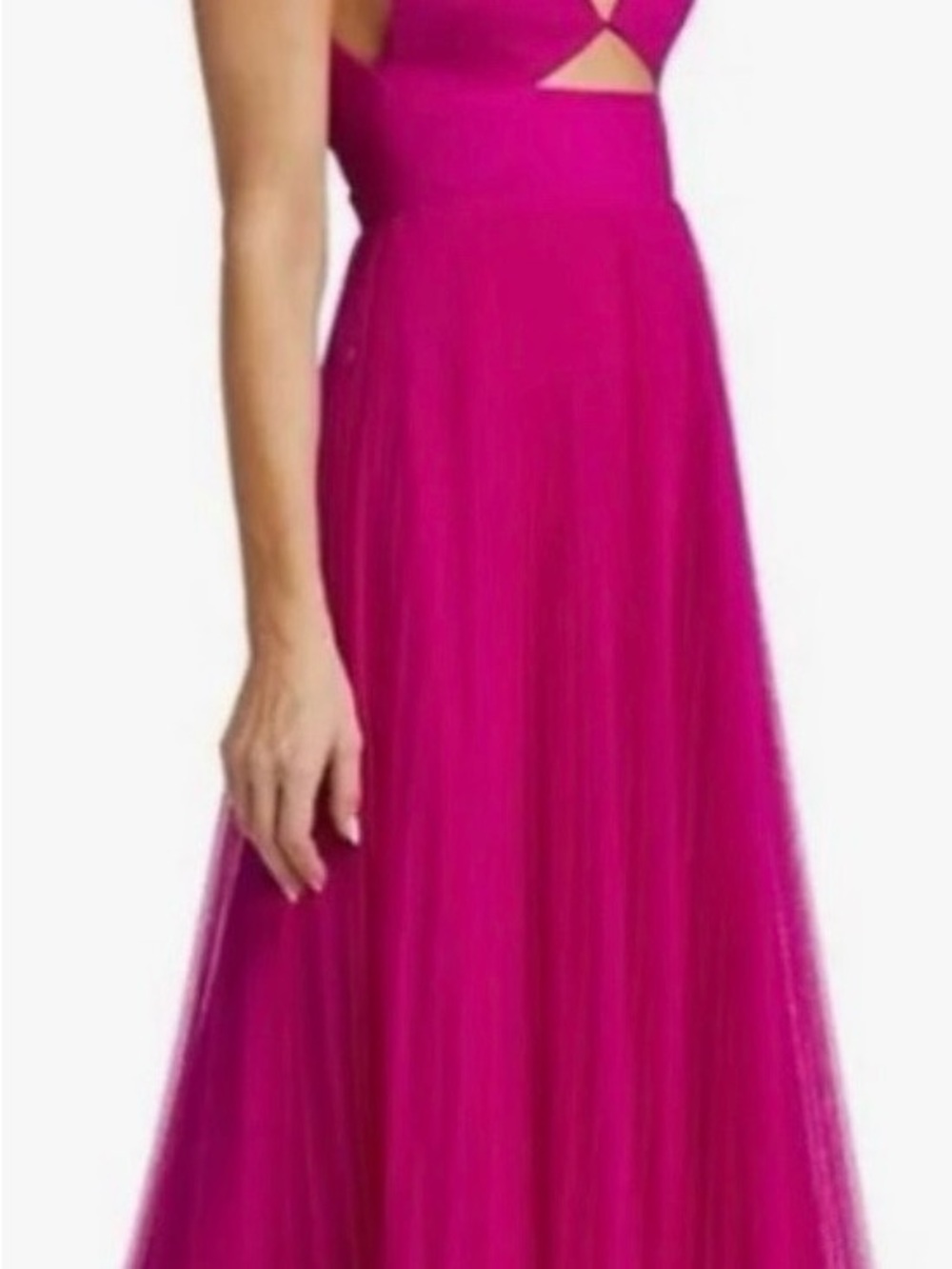 Monique Lhuillier Fuchsia Cutout Midi Dress